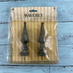 Waverly Ivy Leaf Verdigris New Green Finials Weathered Bronze